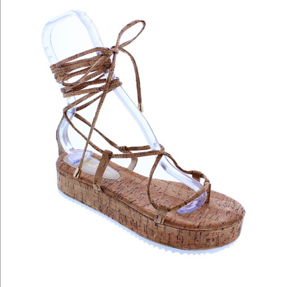 2” PLATFORM FLAT CORK STRAPPY FLATFORM SANDALS - Picture 3 of 5